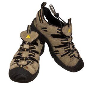 Airwalk Kids Sandals Size 2.5 Closed Toe Hiking Outdoor Shoes Tan Black Adjustab